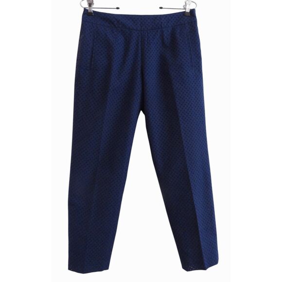 Isaac Mizrahi Crop Pants Sz 4 Navy Blue Swiss Dot - Picture 1 of 6
